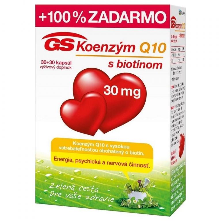 GS Koenzým Q10 30 mg: s biotínom, skúsenosti a dávkovanie